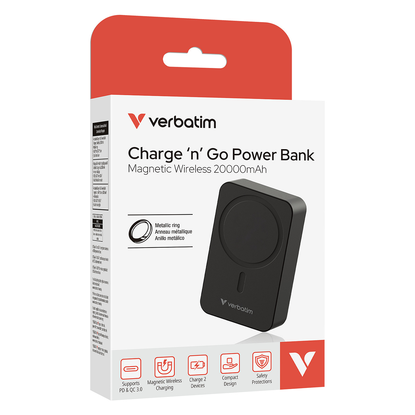 Powerbank Verbatim Charge 'n' Go Essentials / 20.000mAh / Wireless Magnetic 15W / USB-C PD 35W / LED – Zezë - 3
