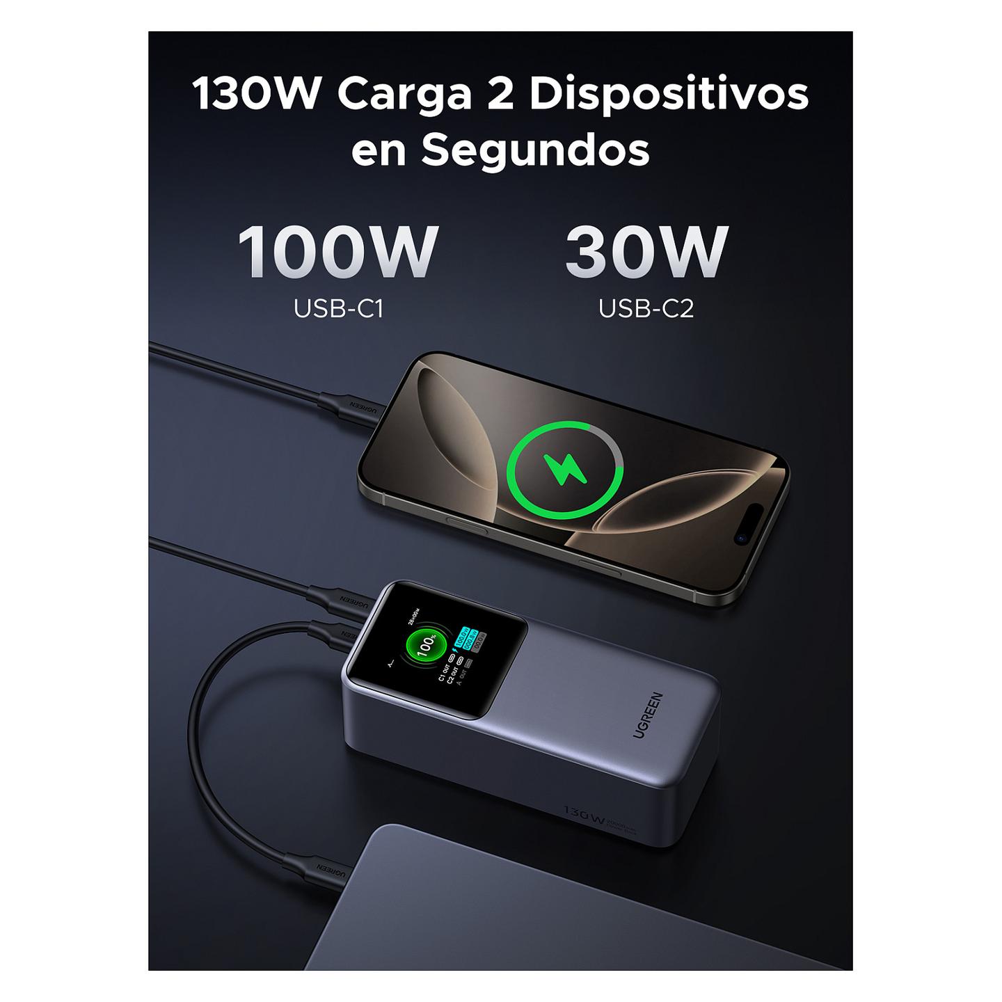 Powerbank UGREEN Nexode PB721 / 20.000mAh / USB-C 100W PD / USB-C 30W / USB-A 22.5W / TFT Display – Gri - 17