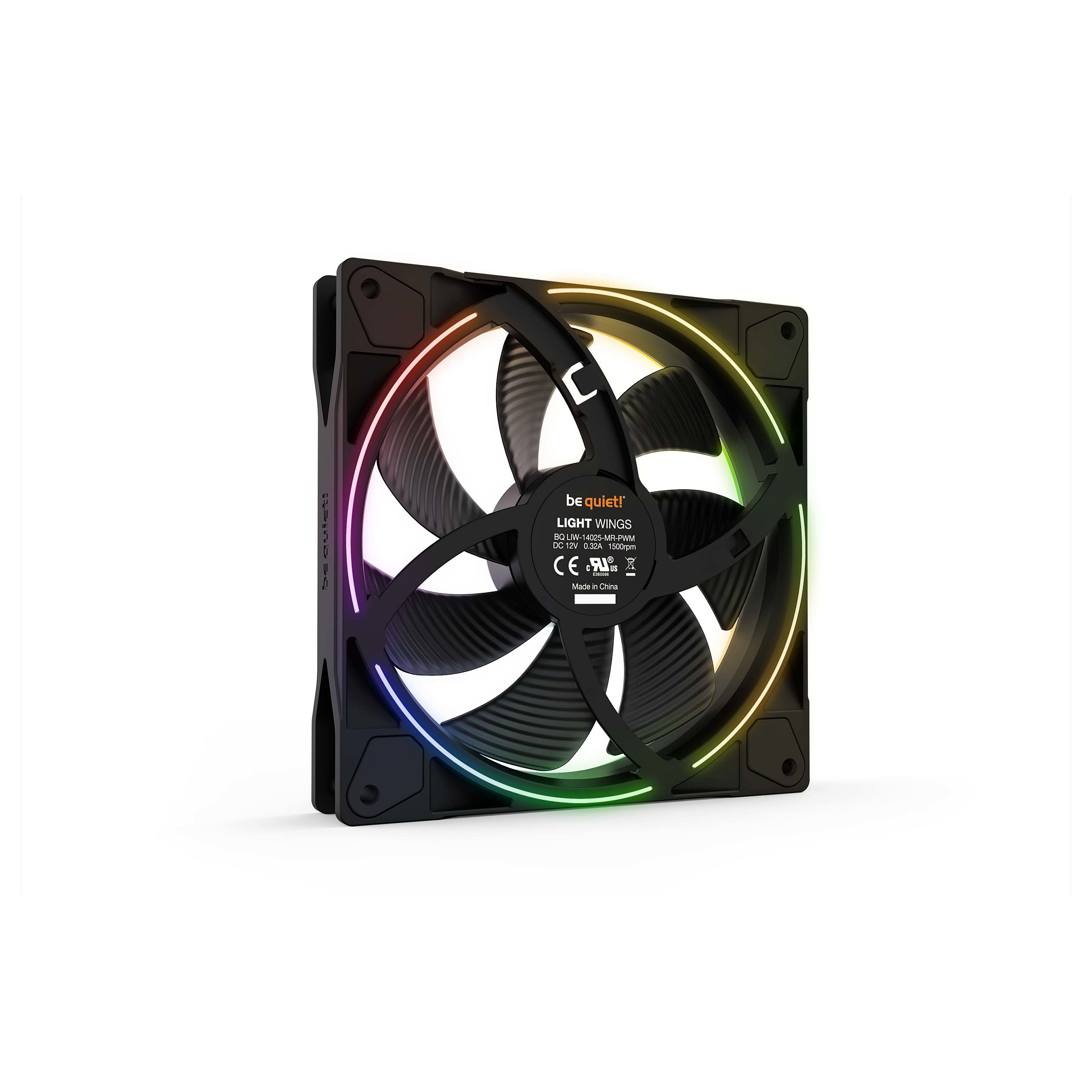 Ftohës për Kasë be quiet! Light Wings / ARGB / 140mm / 1500 RPM / PWM / 3-Pack – Zezë - 4
