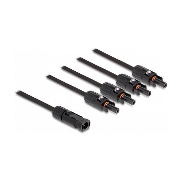 Kabllo Splitter Solare DeLOCK 88226, 1x DL4 mashkull në 4x DL4 femër, 50cm, IP67, 1000V - Zezë - 2