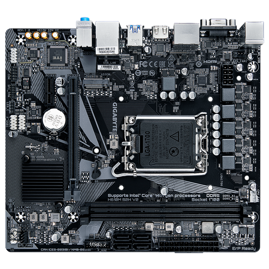Pllakë Amë Gigabyte H610M S2H V2 / LGA1700 / H610 / DDR5 / mATX / 2×DP / HDMI / VGA / Gigabit LAN - 2