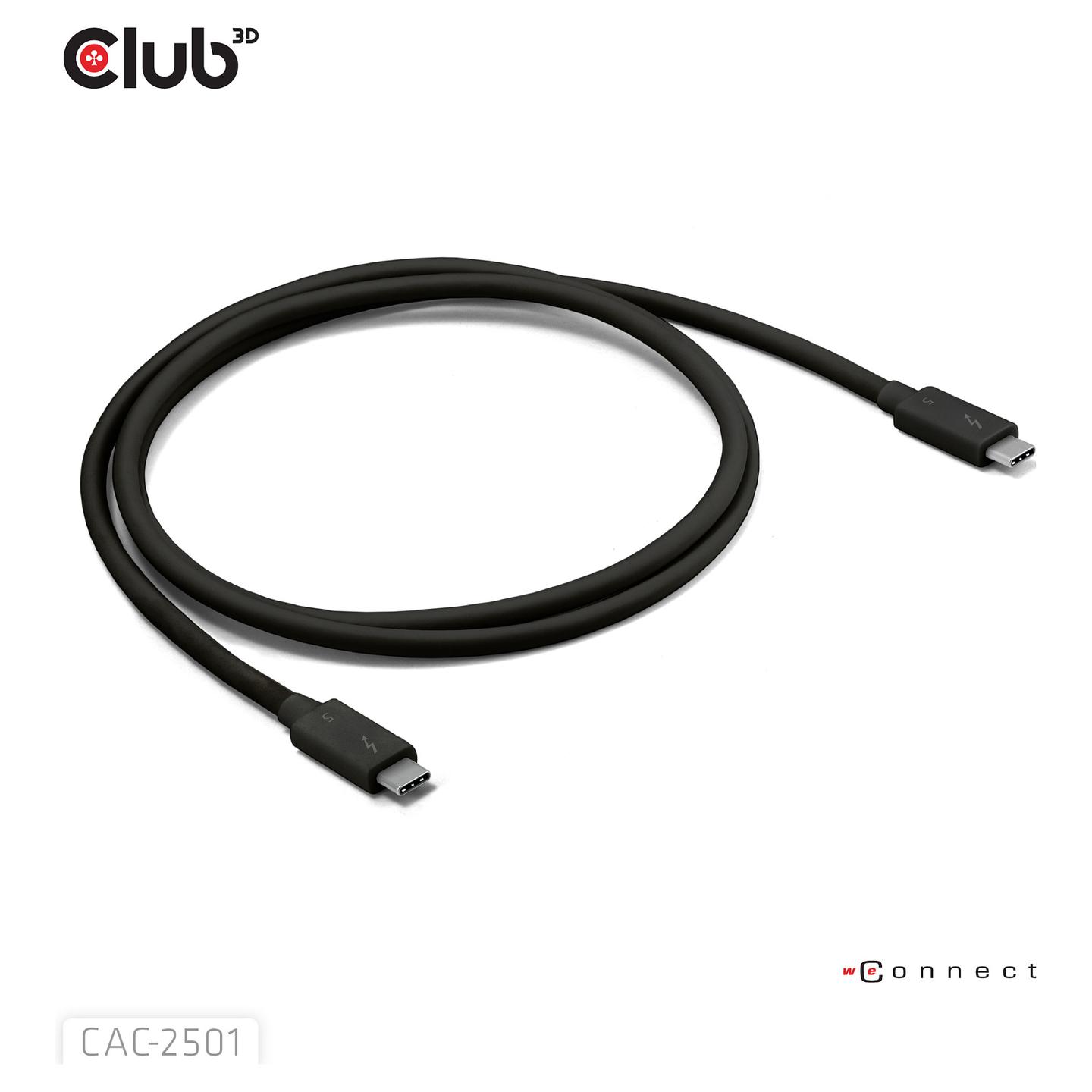 Kabllo USB CLUB3D CAC-2501, Thunderbolt 5, USB-C në USB-C, 80/120 Gbit/s, 240W, 1m - Zezë - 7