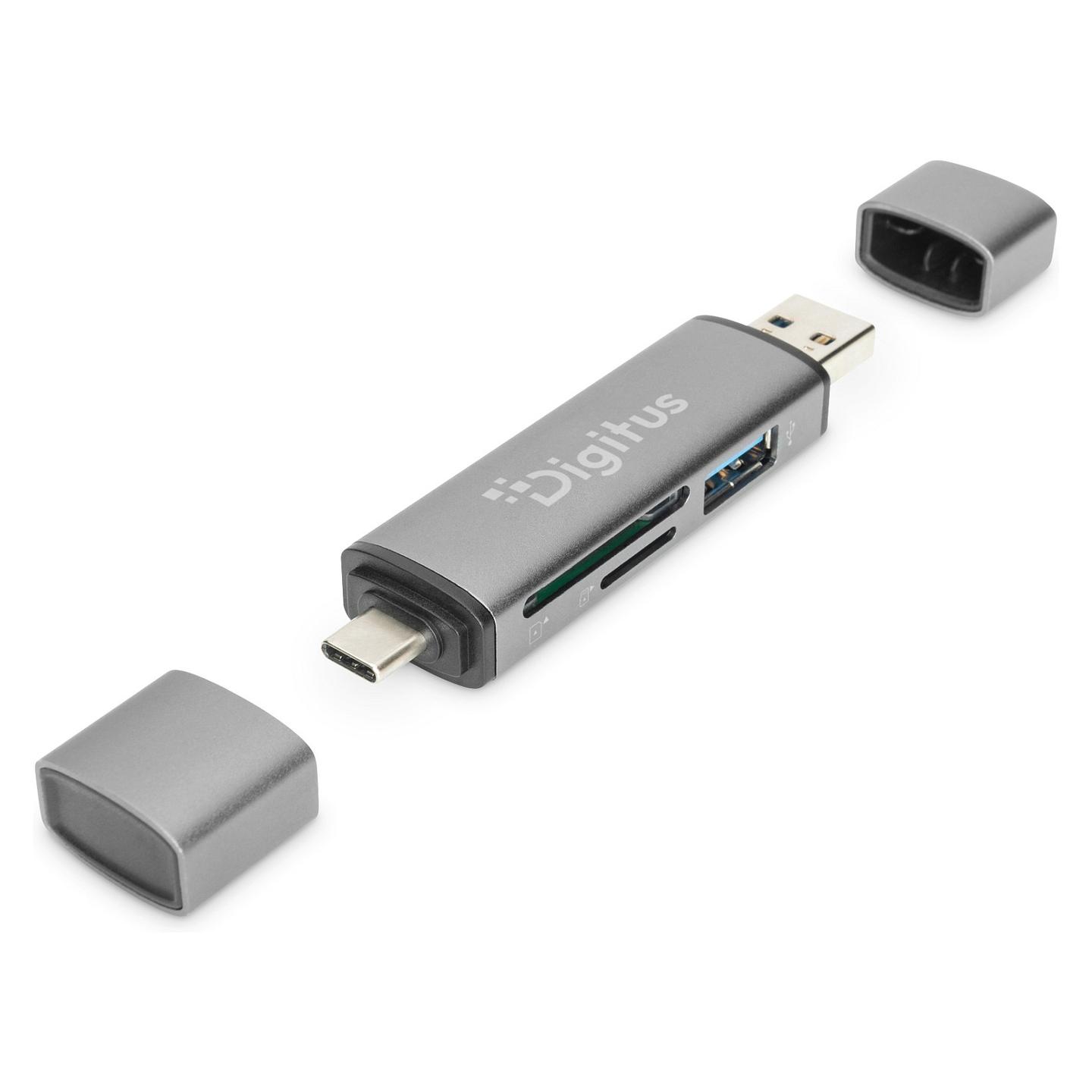 Lexues Kartelash DIGITUS DA-70886 / SD / microSD / USB 3.2 Gen 1 / USB-A / USB-C / OTG / 5 Gbit/s - Alumin - 11