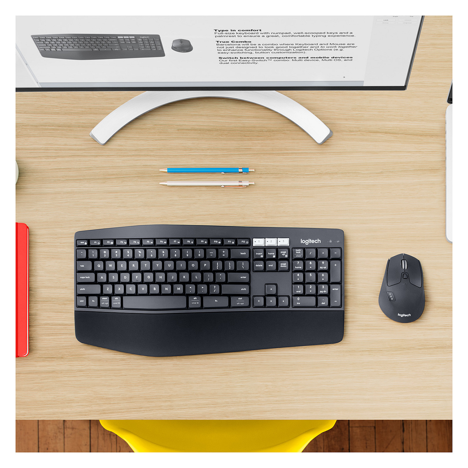 Combo (TastierĂ«&Maus) Logitech MK850 Performance Wireless Combo / Bluetooth + USB Unifying / 101 Taste / 8 Butona / Advanced Optical Tracking â ZezĂ« - 7
