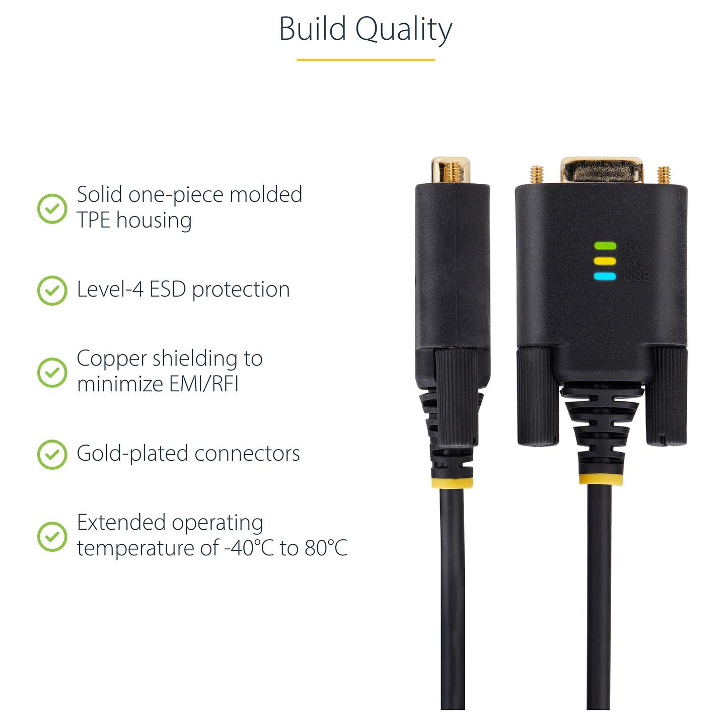 Kabllo USB StarTech.com 1P6FFC-USB-SERIAL / USB-A në DB9 RS-232 / FTDI FT232R / USB 2.0 / 921.6 Kbps / 2 m - Zezë - 14