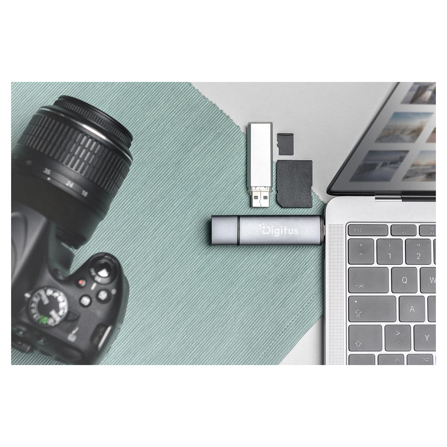 Lexues Kartelash DIGITUS DA-70886 / SD / microSD / USB 3.2 Gen 1 / USB-A / USB-C / OTG / 5 Gbit/s - Alumin - 4