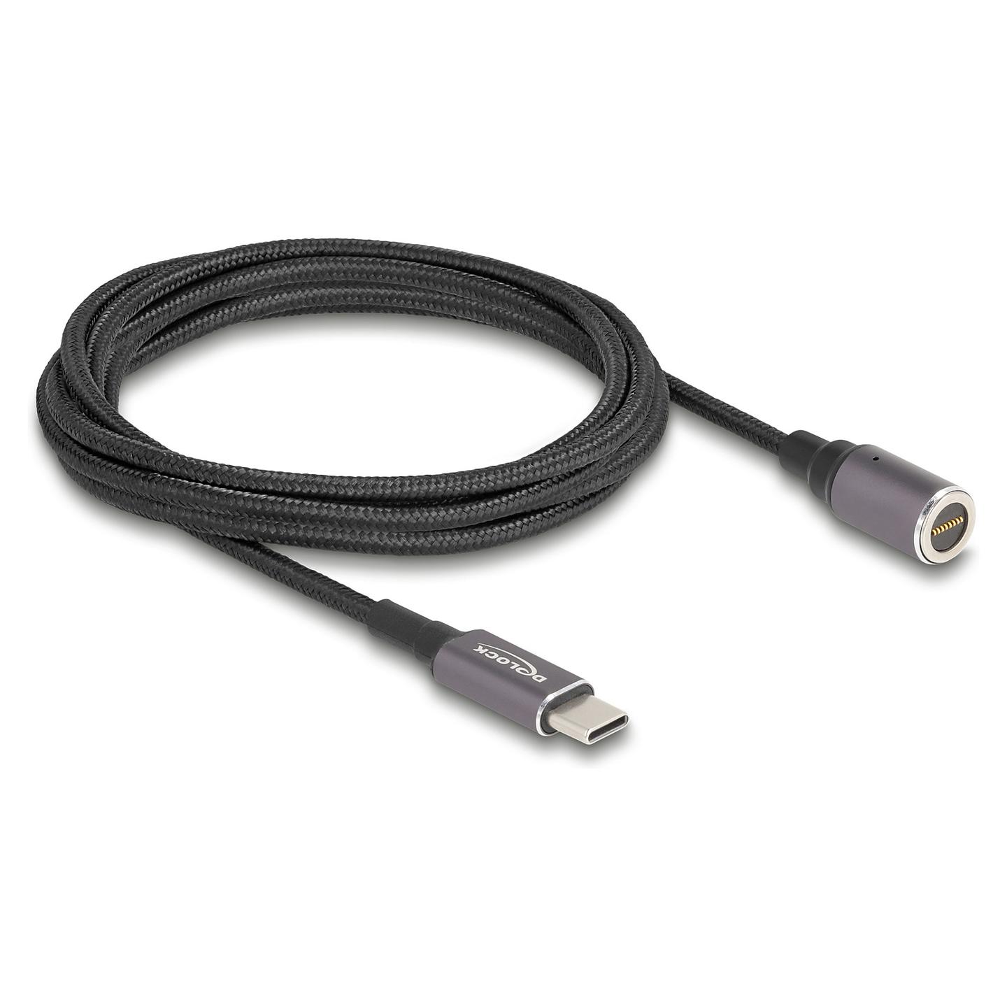 Kabllo për Furnizim me Energji DeLOCK 80780, USB-C në 8-pin Magnetic, 1.8m, 20V, 3A, 60W - Antracit/Zezë - 2