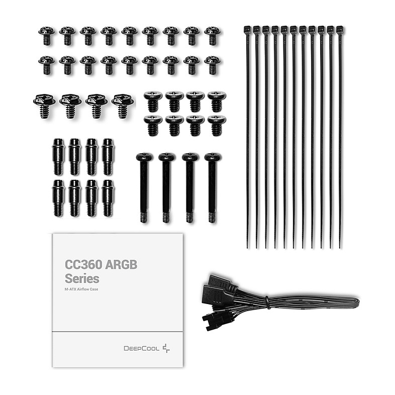 Kasë PC DeepCool CC360 WH ARGB / Mini Tower / Micro ATX / 8x 120mm + 4x 140mm Fan Support / Tempered Glass / Mesh / 360mm Radiator / ARGB - Bardhë - 14