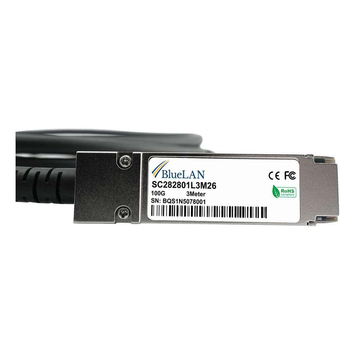 Kabllo për Rrjet BlueOptics ACC763-10000S-BL, 100 Gbps, QSFP28 në QSFP28, DAC, 3 m - Zezë - 3