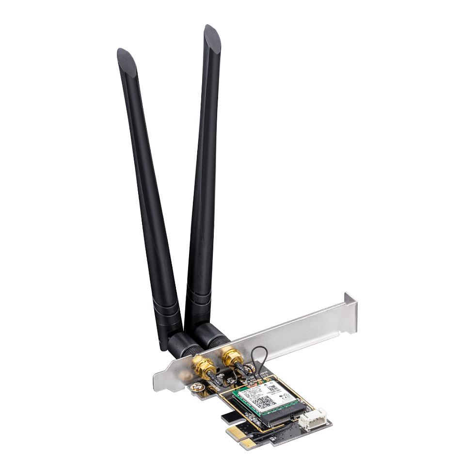 Karta të Rrjetit Cudy WE3000 / PCI Express x1 / Wi-Fi 6 Dual Band 2.4GHz + 5GHz / 2402 + 574Mbps / Bluetooth 5.2 / Intel AX200 / 2x Antenë e jashtme - Zezë - 2