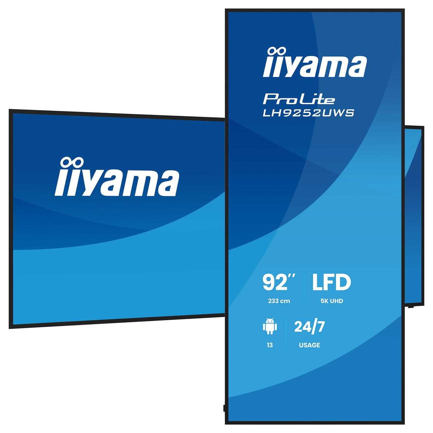 Digital Signage iiyama ProLite LH9252UWS-B1AG, 92", 5K UHD, VA, 21:9, 500cd/m², HDMI, DisplayPort, USB-C - Zezë - 6