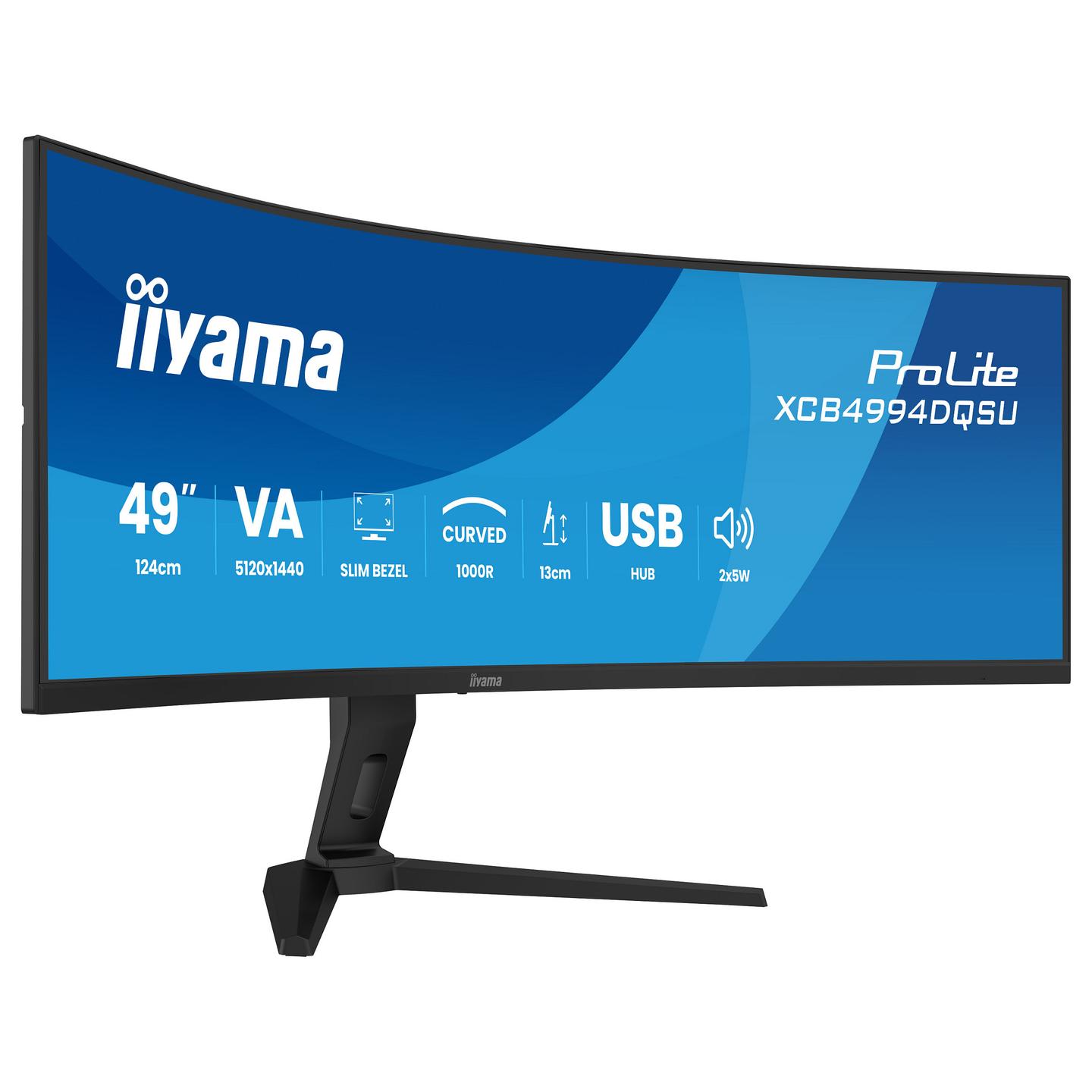 Monitor Iiyama ProLite XCB4994DQSU-B1 / 49″ / DQHD VA Curved / 120 Hz / 2 ms / DP + HDMI + USB Hub - Zezë - 2