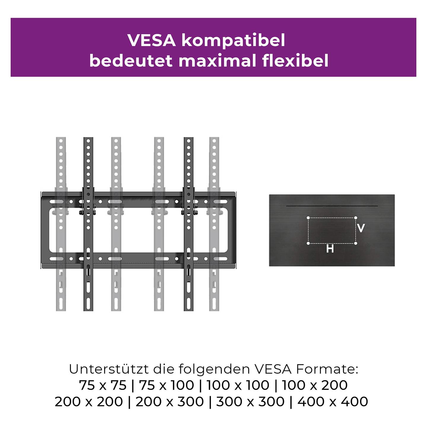 Mbajtëse për TV Ultron WM100 / 23"-56" / 30kg / VESA 75x75-400x400 / Inklinim 15° / Muri - Zezë - 5