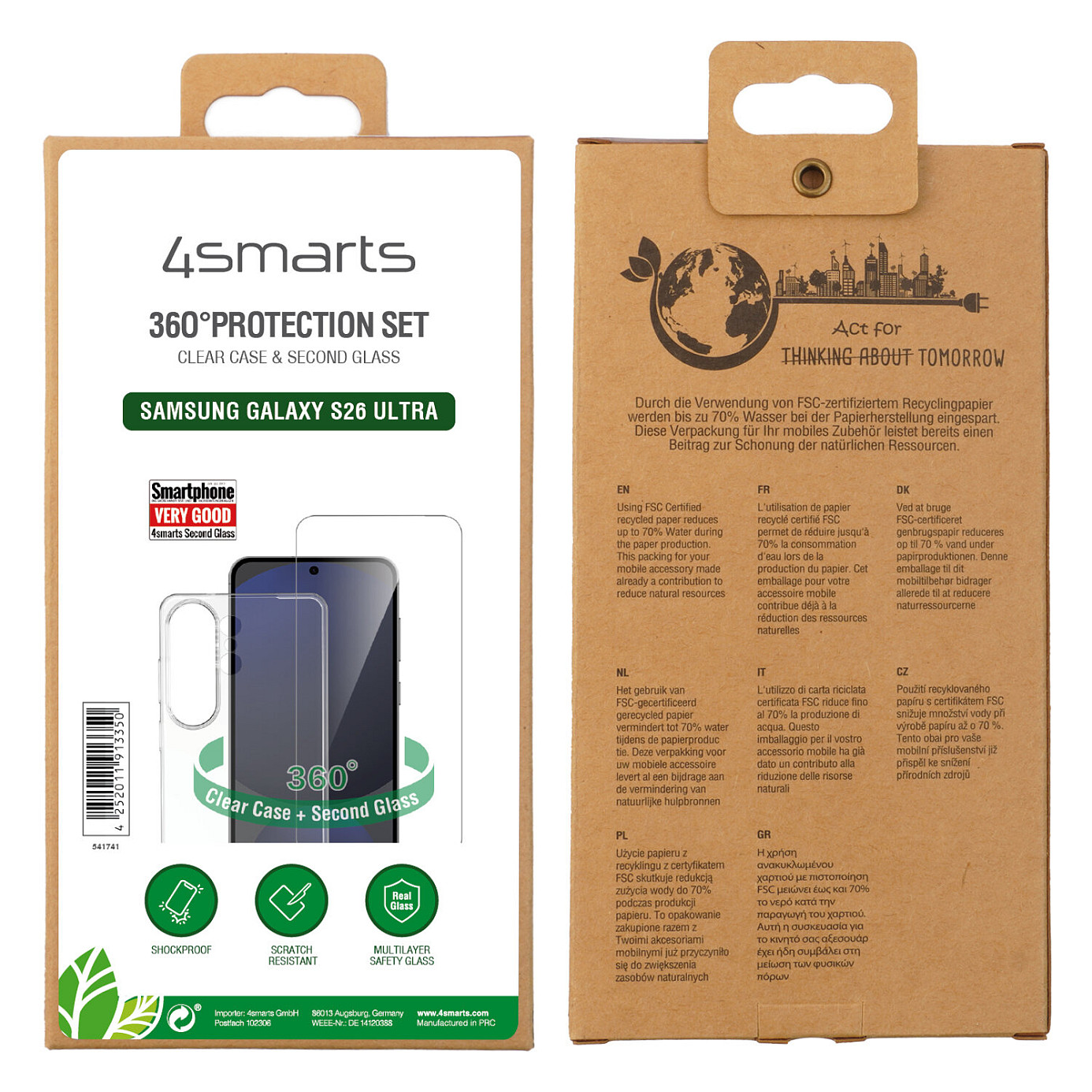 Case 4smarts Samsung Galaxy S26 Ultra / 360° Protection / Polikarbonat + Xham i Kalitur - Transparent - 6