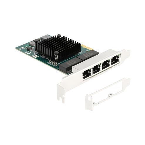 Karta të Rrjetit Delock 88207 / PCIe 2.0 x1 / 4x Gigabit LAN RJ45 / 1000Mbps / Broadcom BCM5719 / Low Profile