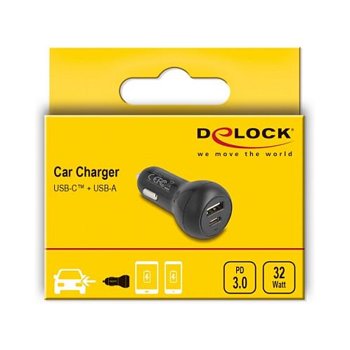 Karikues për Vetura DeLOCK 64329 / USB Type-C PD 3.0 / USB Type-A / 32 W - Zezë - 3