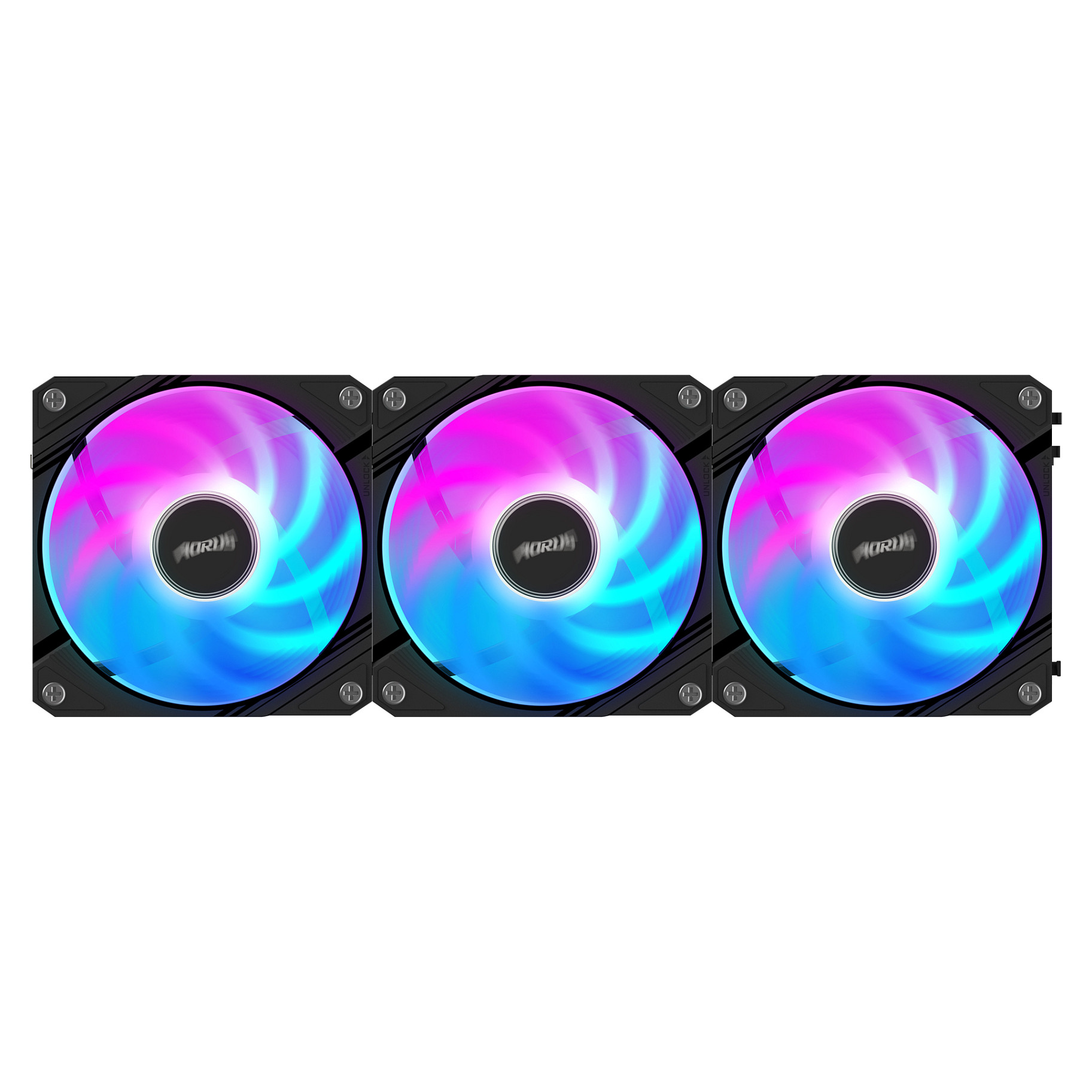 Ftohës për Kasë Gigabyte AORUS EZ CHAIN / 120mm / 600-2000 RPM / ARGB / PWM / 3-Pack – Zezë - 2