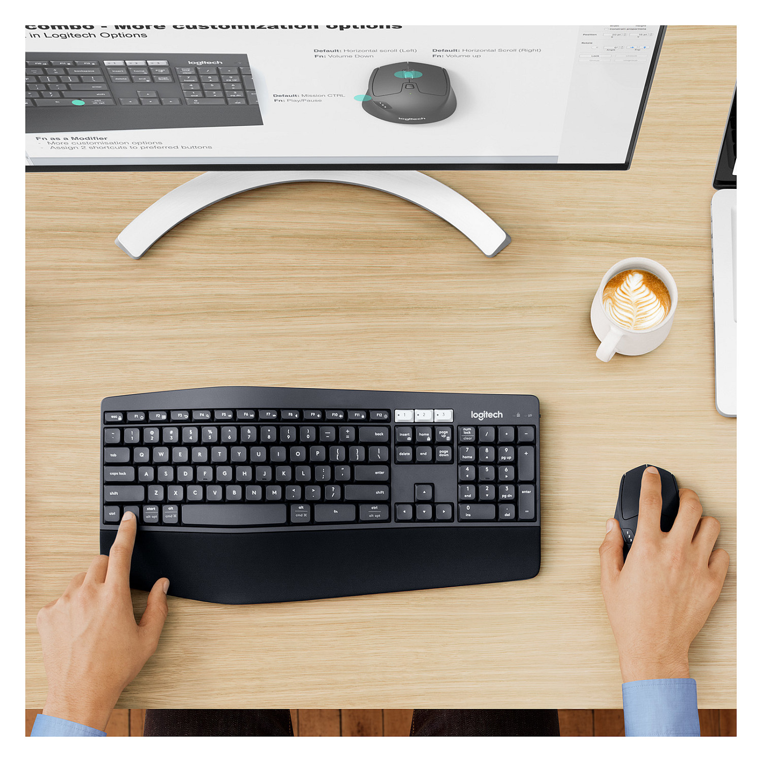 Combo (TastierĂ«&Maus) Logitech MK850 Performance Wireless Combo / Bluetooth + USB Unifying / 101 Taste / 8 Butona / Advanced Optical Tracking â ZezĂ« - 17