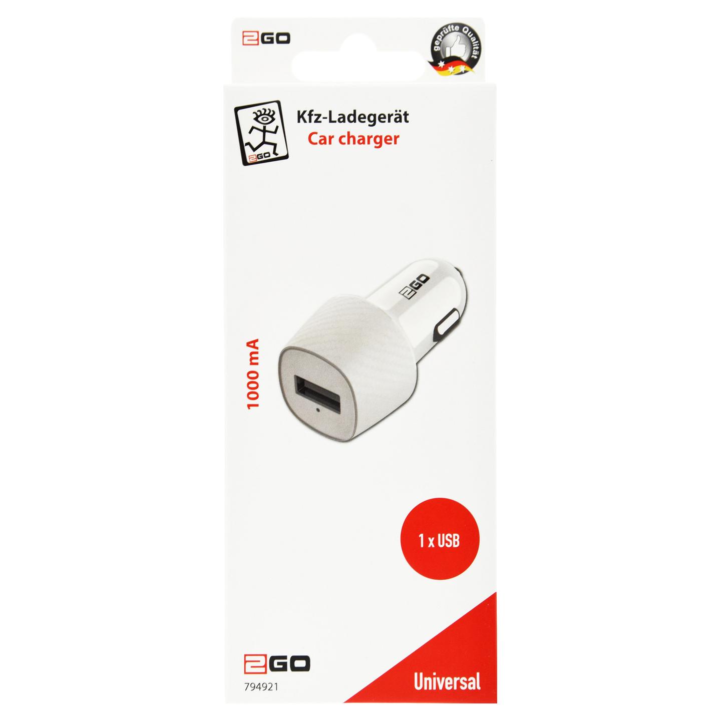 Karikues për Veturë 2GO 794921, USB-A, 5W, 12-24V - Bardhë - 2