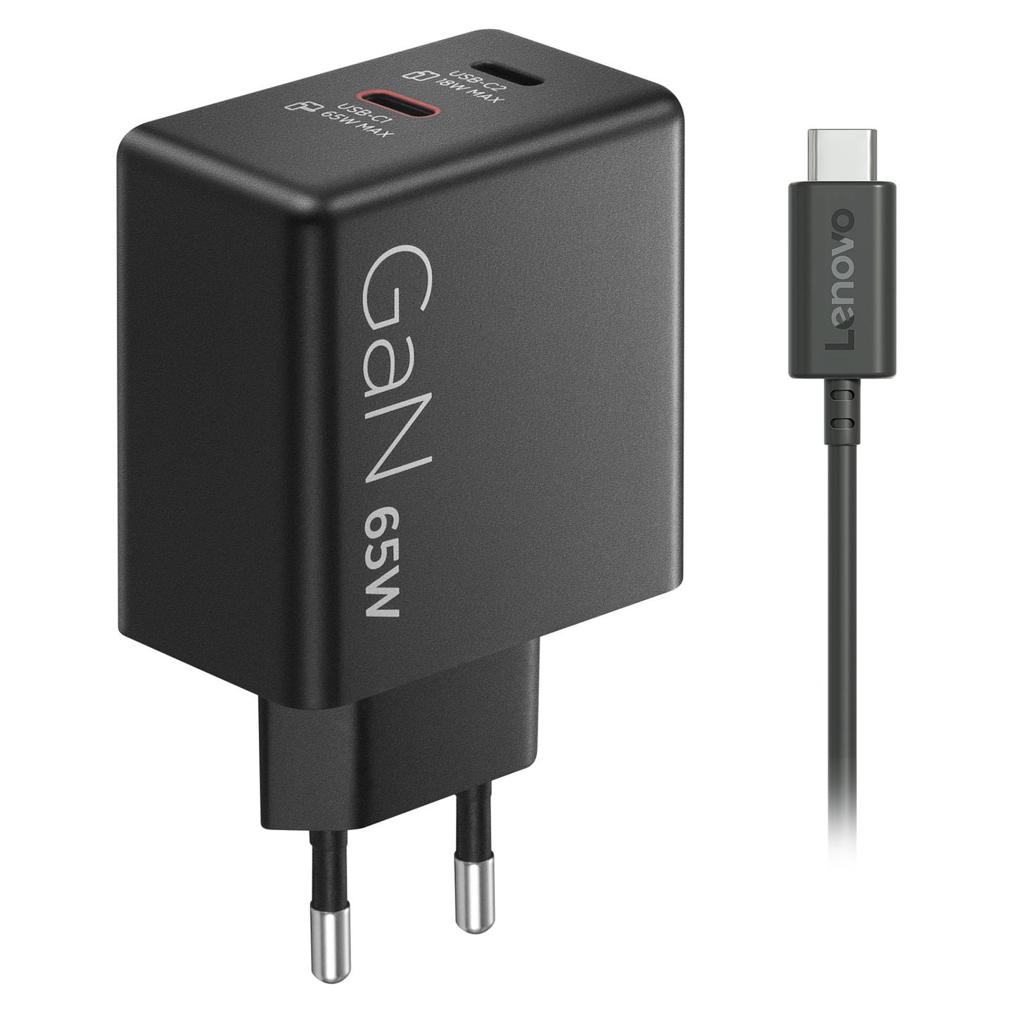 Adapter për Pajisje Lenovo Dual USB-C 65W GaN / 65W / USB Type-C / AC - Zezë - 9