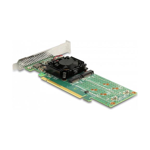 Kartë Zgjerimi Delock 90078, PCI Express 3.0 x16, 4x M.2 NVMe Key M, 2242/2260/2280, deri në 32Gbps, Broadcom PEX8747, Low Profile - 2