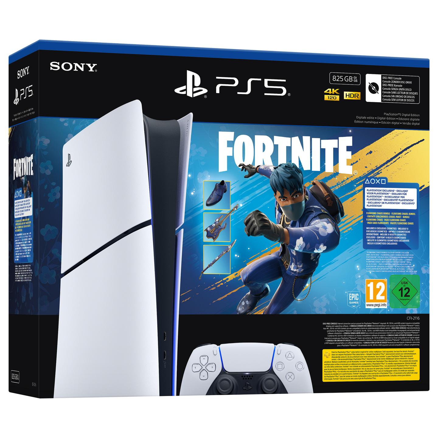 Konsolë Sony PlayStation 5 Slim Digital Edition, 825GB SSD, Fortnite Flowering Chaos Bundle - 4