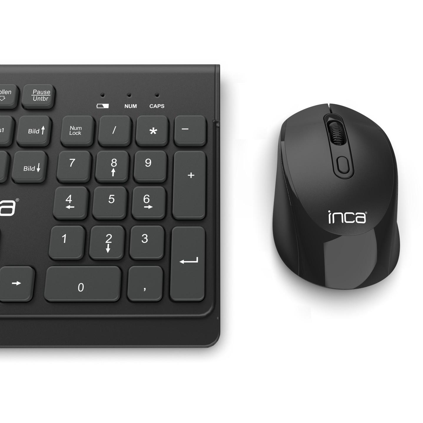 Combo (Tastierë & Maus) INCA IWS-519, Wireless, USB-C/A, Full-Size, 104 Taste, 12 Taste Multimediale, Ergonomik - Zezë - 10