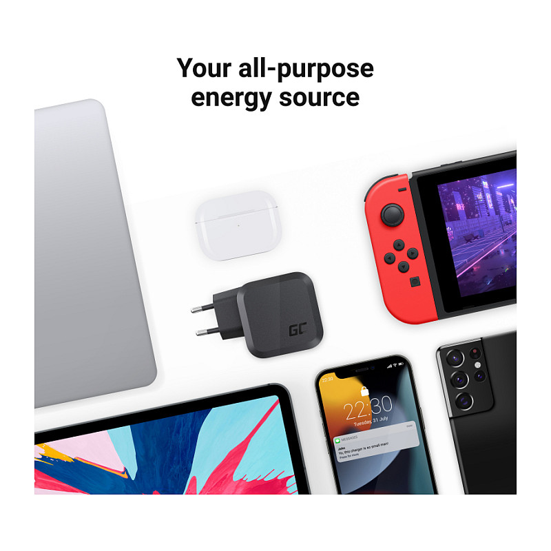 Adapter Green Cell CHARGC08 / 65W / 2x USB-C / 1x USB-A - Zezë - 5