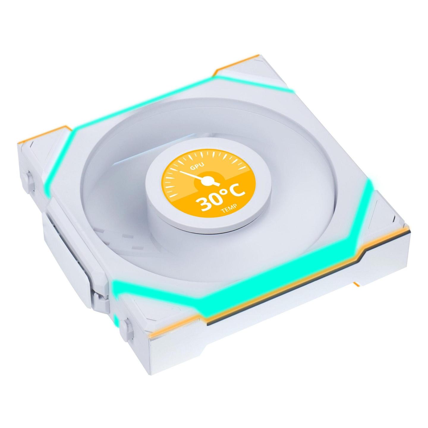 Ftohës për Kasë Lian Li UNI FAN SL Wireless LCD / 120mm / 300-1900 RPM / ARGB PWM / LCD / 3-Pack – Bardhë - 2
