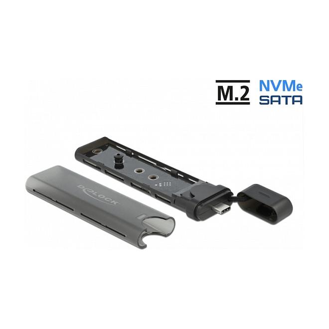 Këllëf për SSD Delock 42635, M.2 NVMe + SATA, USB-C 3.2 Gen 2, 10Gbps, Realtek RTL9210B - Zezë - 5