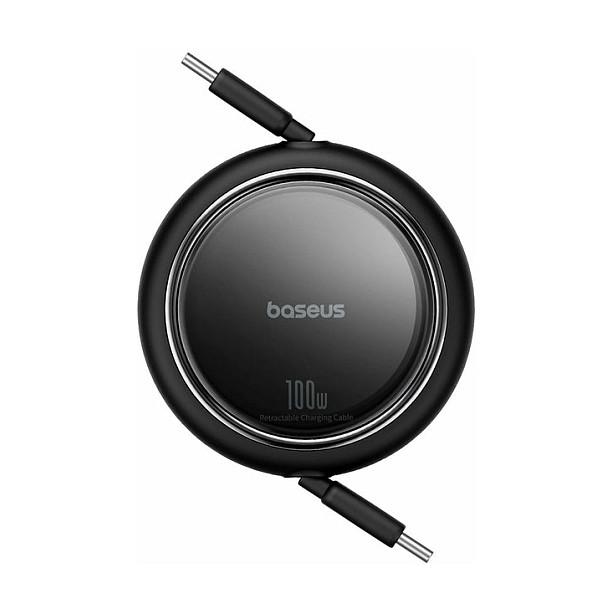Kabllo USB Baseus Free2Draw Mini, USB-C, USB-C, 1m, 100W PD, Retraktuese - Zezë - 3