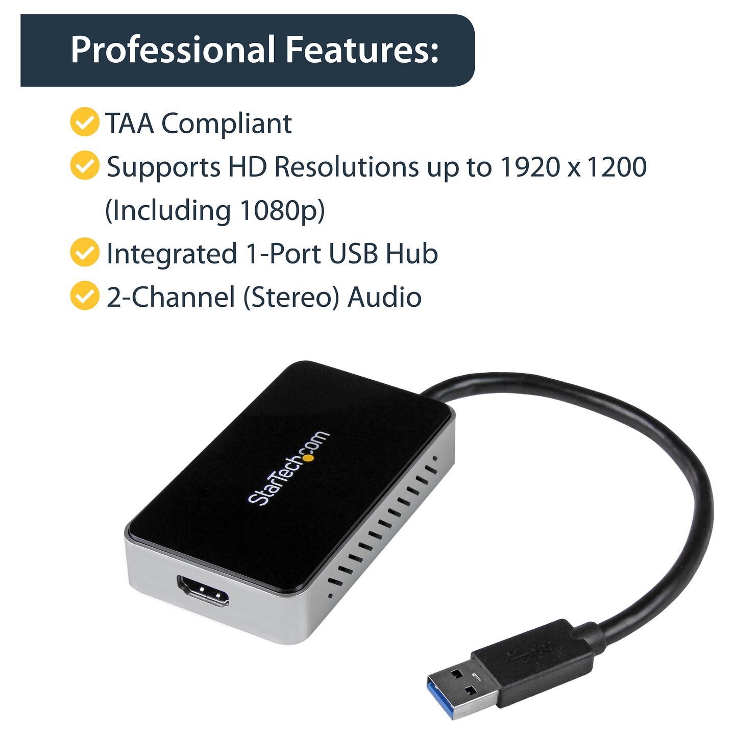 Adapter USB në HDMI StarTech.com USB32HDEH, HDMI 1080p, USB-A 5Gbps - Zezë - 9