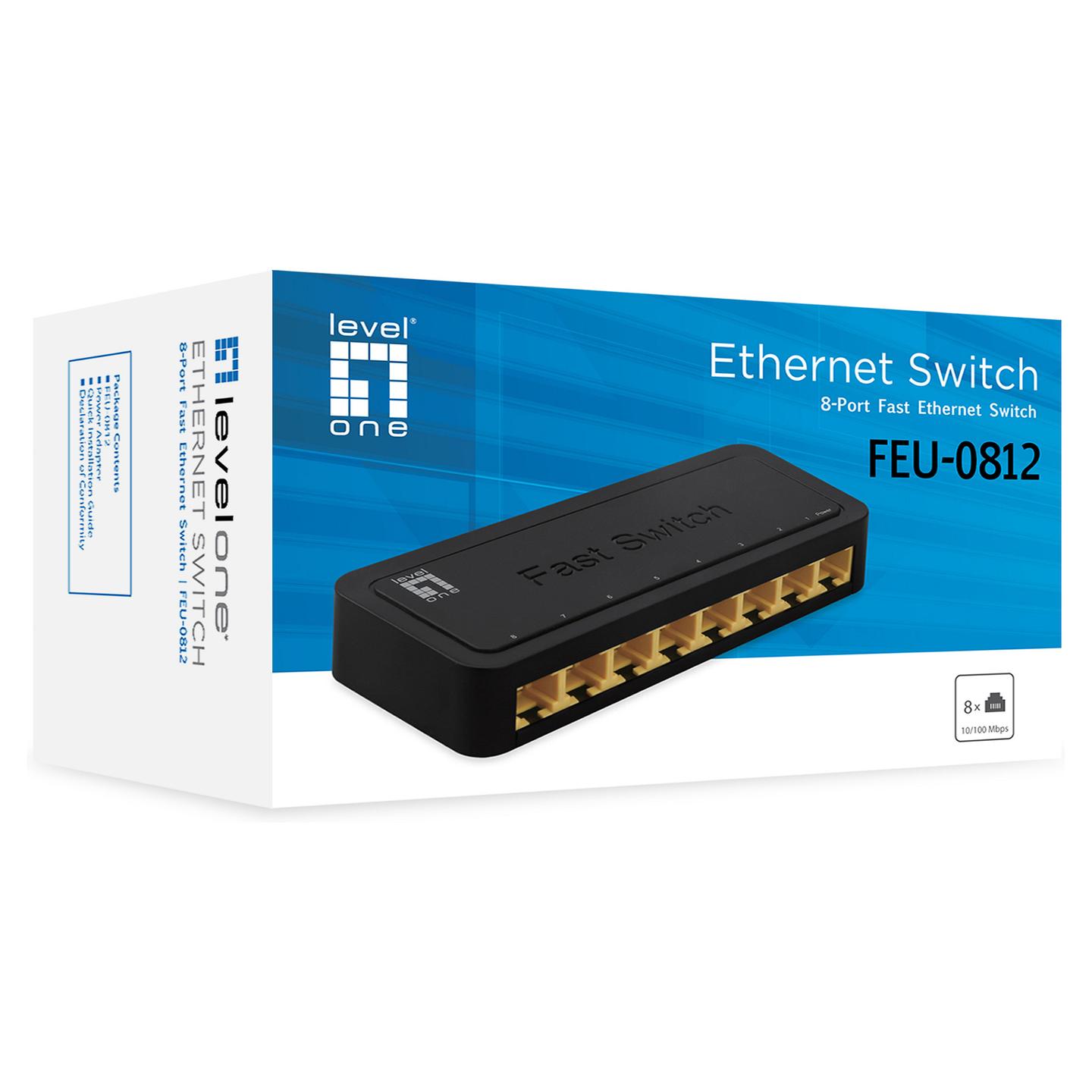 Switch LevelOne FEU-0812, 8x Fast Ethernet RJ45, 10/100Mbps, Switching Capacity 1.6Gbps, Fanless - Zezë - 2