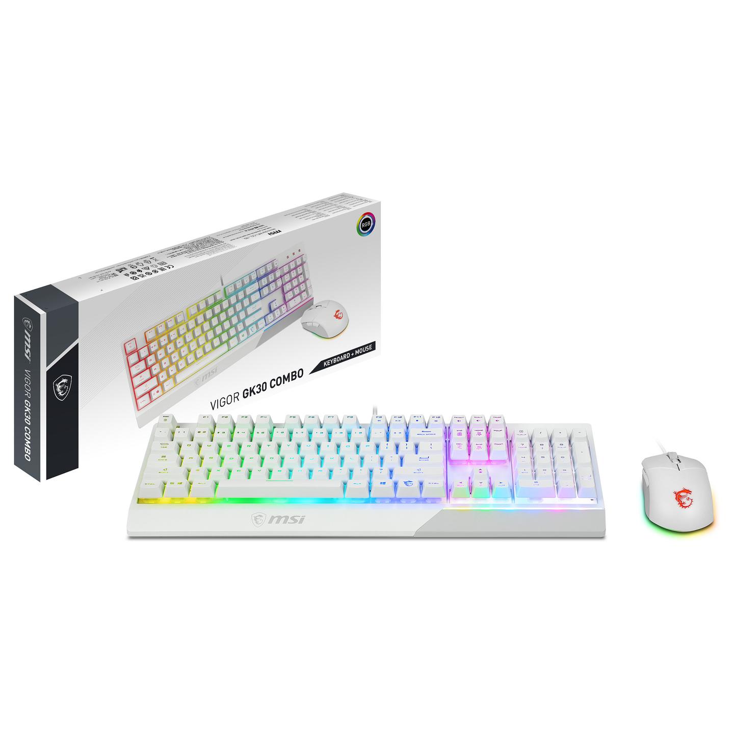 Set Gaming MSI VIGOR GK30 Combo, Wired, Full Size, RGB, QWERTZ Gjerman, 5000 DPI, 6 Butona - Bardhë - 5