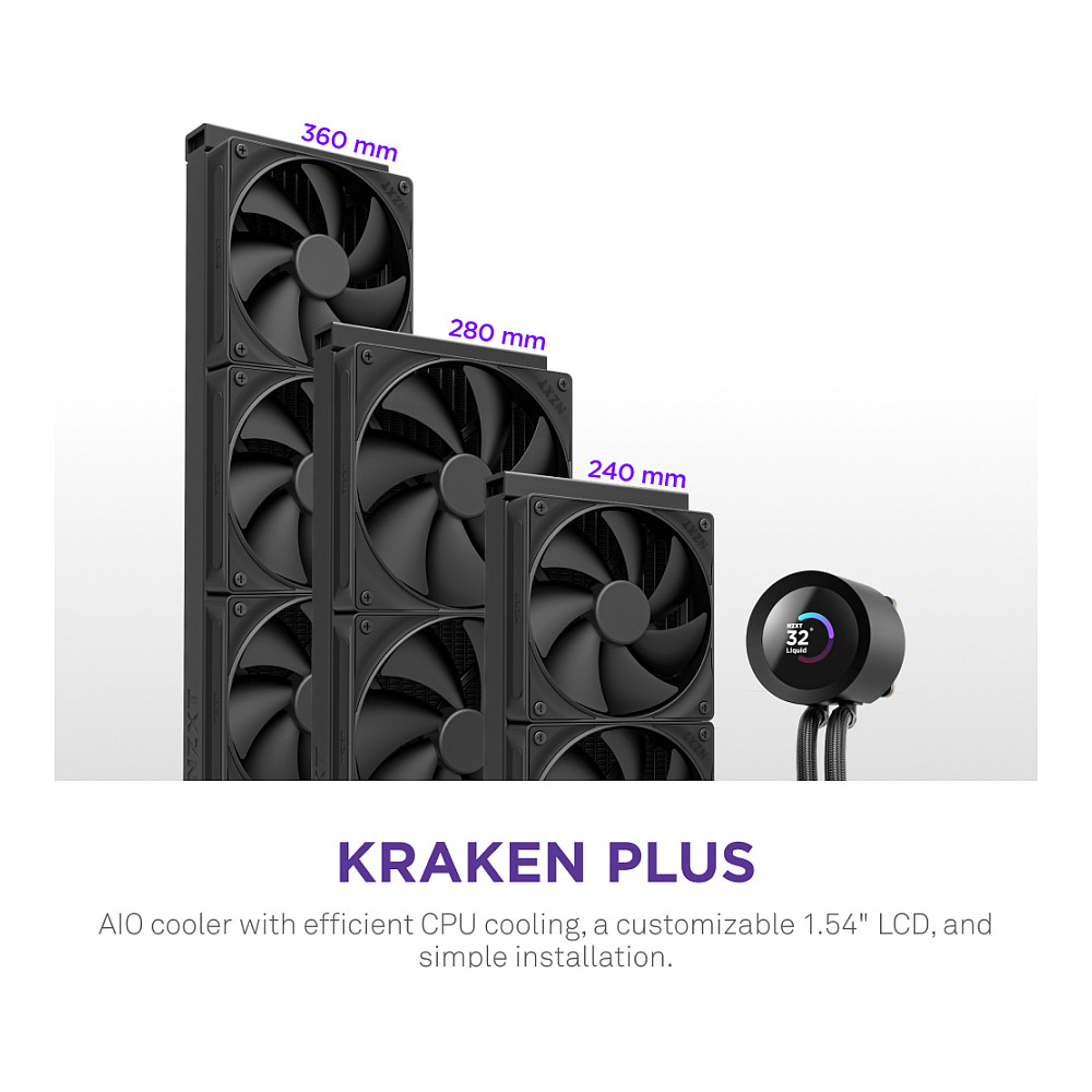 Ftohës për Procesor NZXT Kraken Plus 360 / 360mm / AIO / RGB / LCD - Zezë - 2