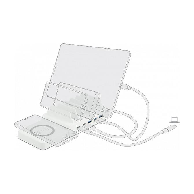 Karikues USB DeLOCK 41450, 2 × USB-C PD, 3 × USB-A, karikim pa kabllo deri në 15 W, fuqi totale 110 W - Bardhë - 4