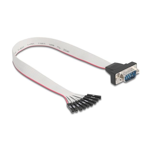 Kabllo Serial DeLOCK 90853 / RS-232 D-Sub 9-pin Male në 9× Pin Header Female / 0.3 m - Zezë/Gri