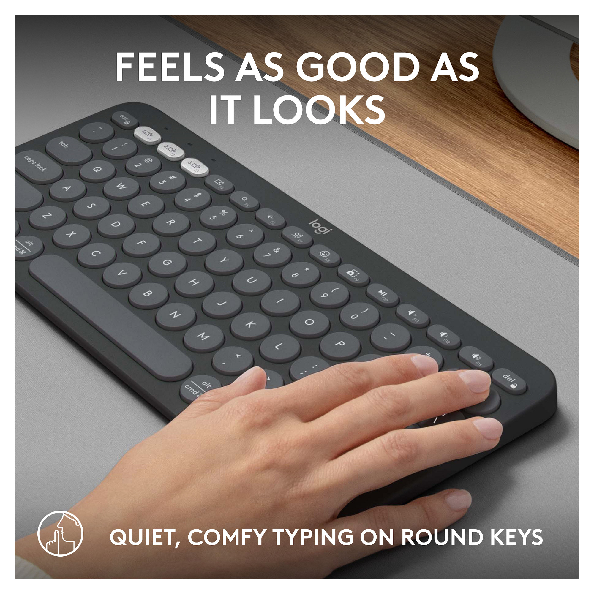 Tastierë Pa kabllo Logitech Pebble Keys 2 K380s / Kompakte / Scissor Switch / Bluetooth / 3 Pajisje / Easy-Switch / QWERTY US - Grafit - 10