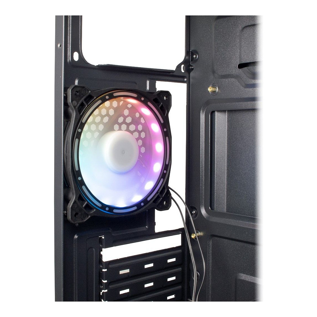 Kasë PC Inter-Tech B-02 / Midi Tower / ATX / 1x 120mm RGB Fan / 3x 3.5" + 2x 2.5" Bay / Acrylic Side Panel / RGB - Zezë - 9