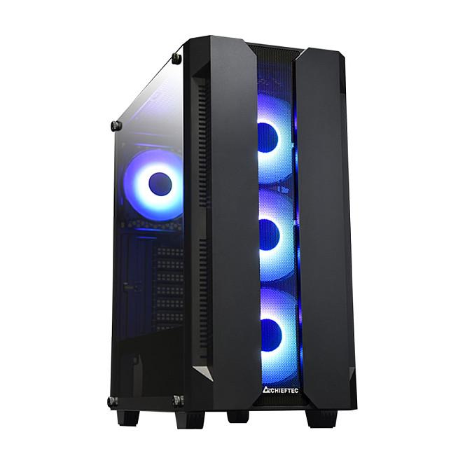 Kasë Chieftec Gamer Series Hunter GS-01B-OP, Midi-Tower, ATX, 4x120mm A-RGB, Xham i Temperuar, 2x USB 3.0 - Zezë - 2