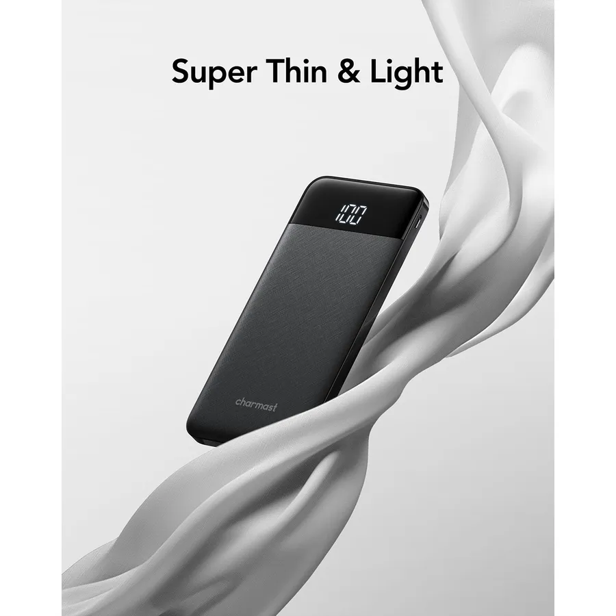 Powerbank CHARMAST W1056 / 10000mAh / 5V 3A / USB-C / USB-A / Micro-USB / LED Display - Zezë - 2