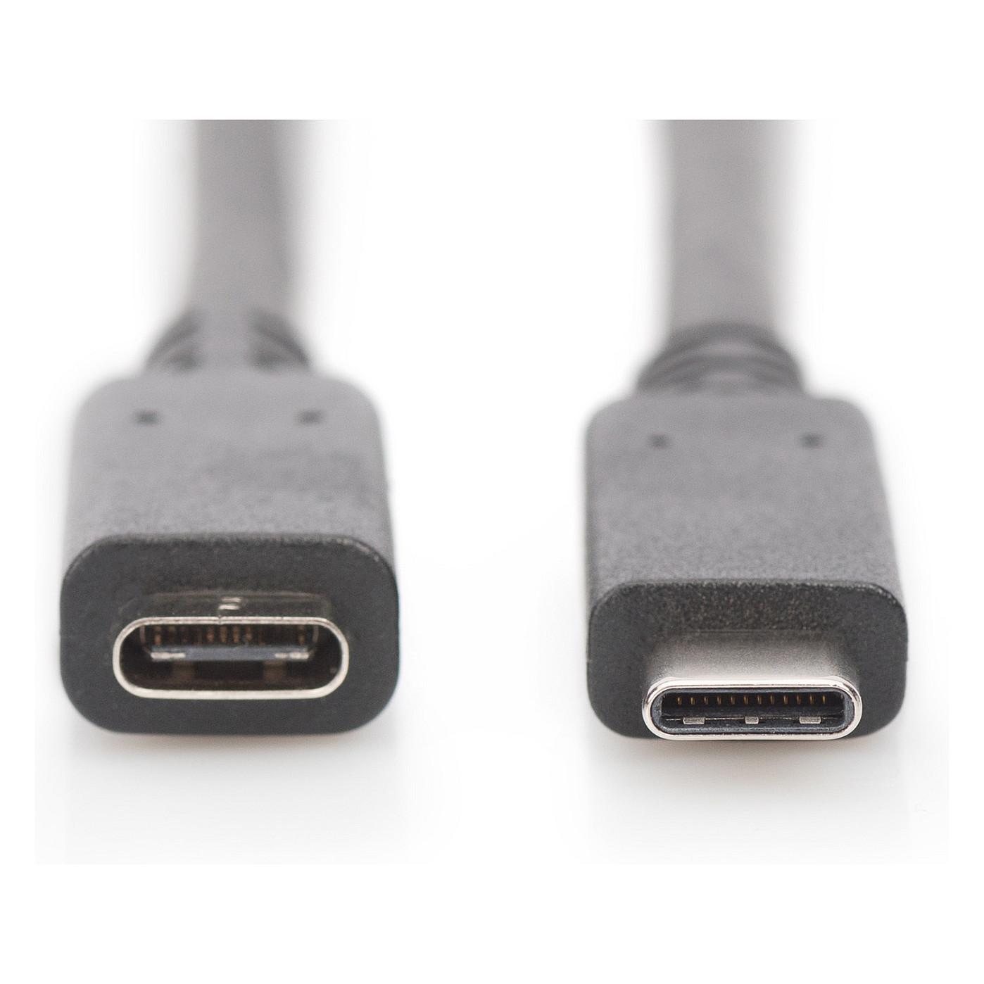 Kabllo USB Digitus AK-300210-007-S / USB-C Mashkull në USB-C Femër / 0.7m / USB 3.2 Gen 2 / 10Gbps / 100W / 5A - Zezë - 7