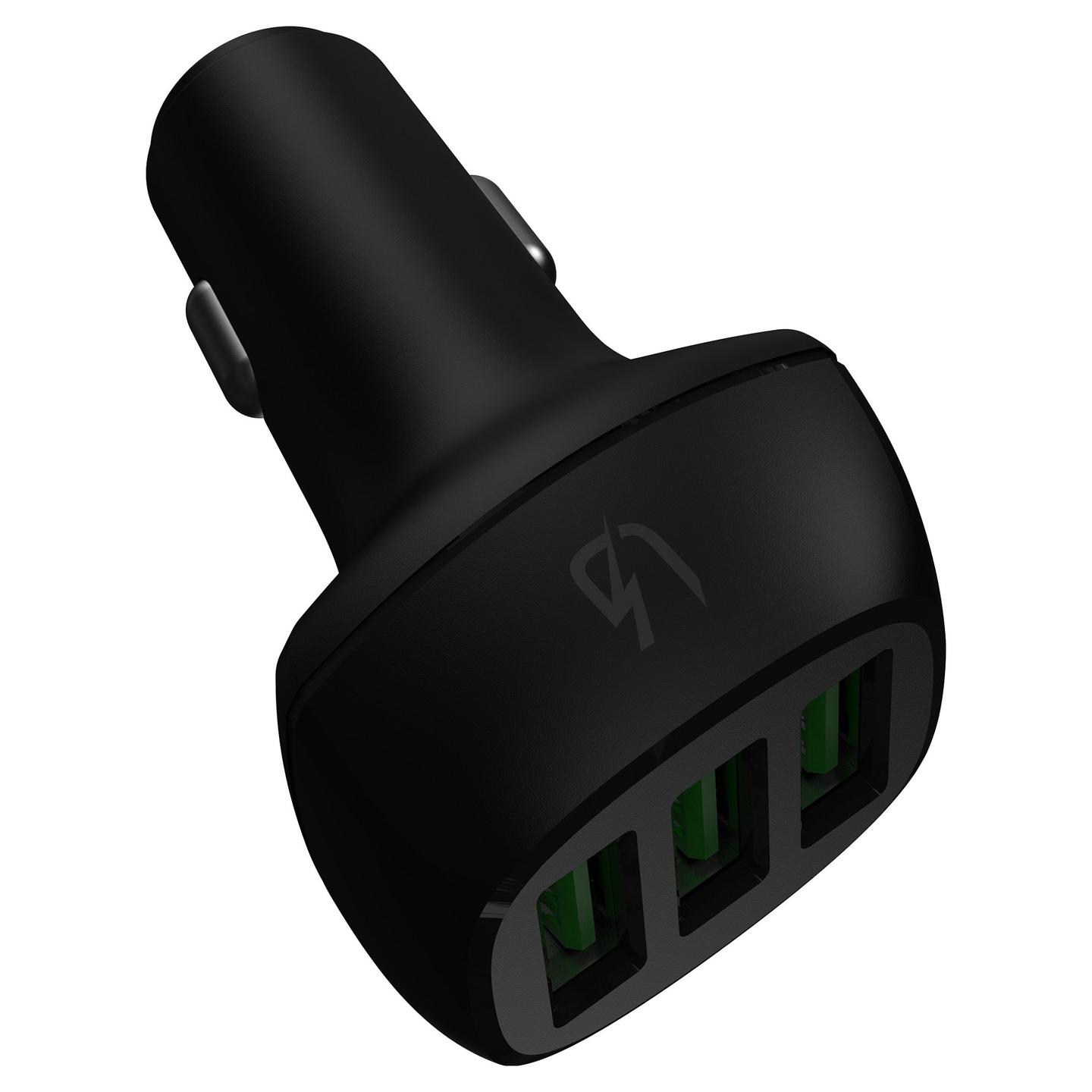 Adapter telefoni për veturë Green Cell CADGC01 / 54W / 3x USB-A / Ultra Charge / 12–24V - Zezë - 3