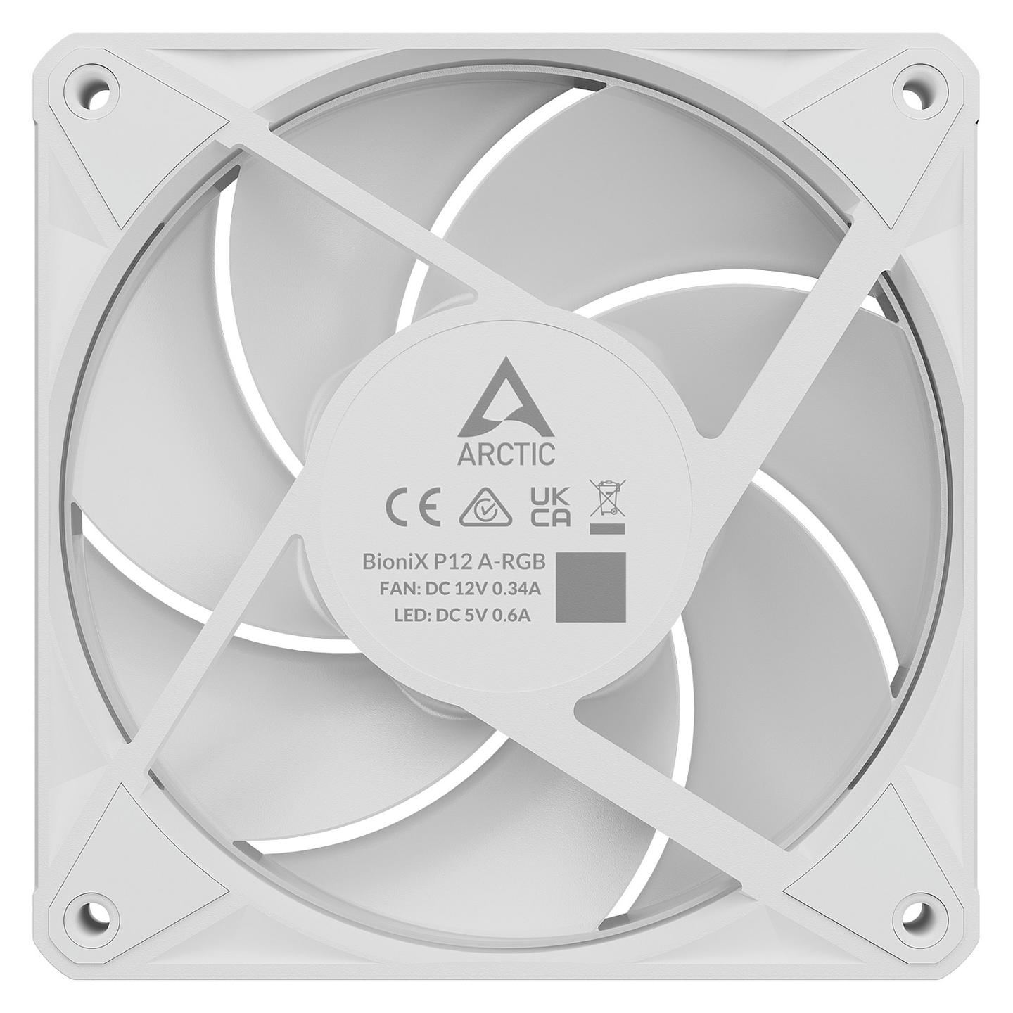 Ftohës për Kasë ARCTIC BioniX P12 A-RGB, 3x120mm, PWM, 3000 RPM, 76 CFM, ARGB - Bardhë - 7