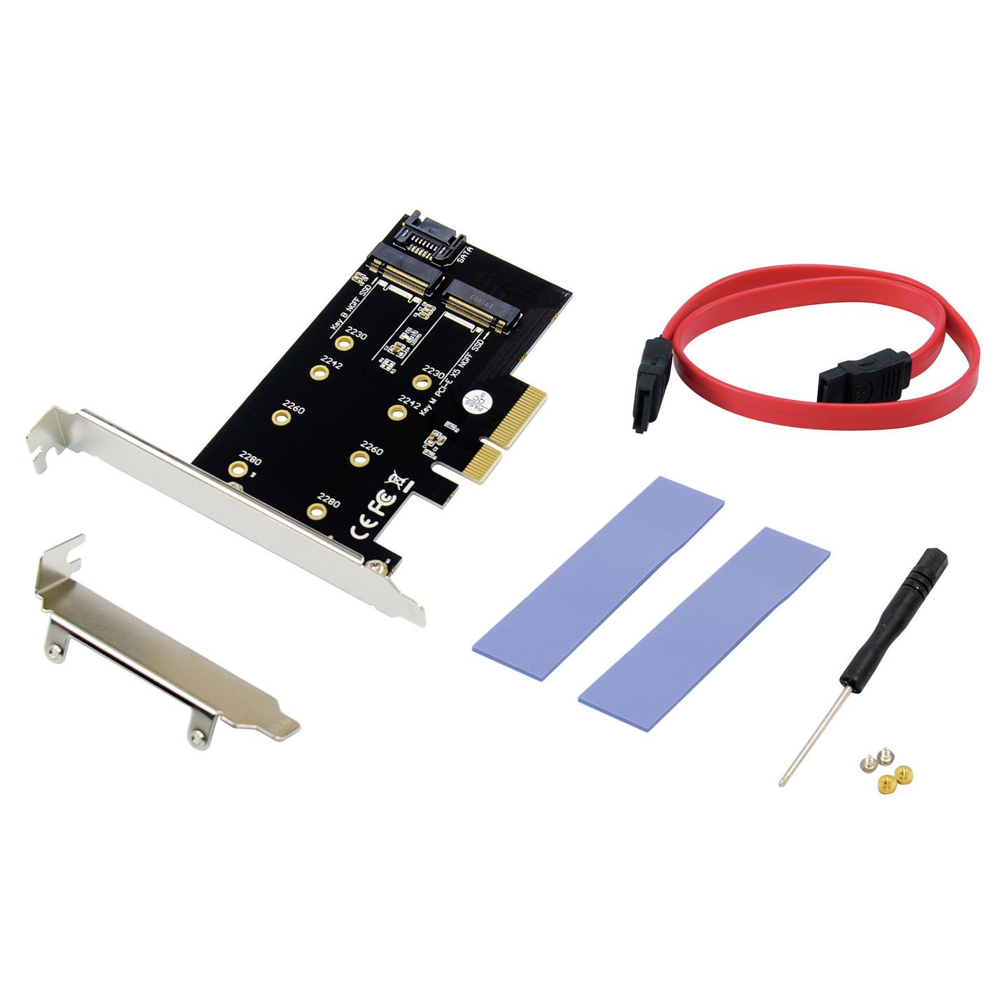 Kartë Zgjerimi Conceptronic EMRICK04B, PCI Express 3.0 x4, 1x M.2 SATA + 1x M.2 NVMe, 2230/2242/2260/2280, deri 32GT/s, Low Profile - Zezë - 2