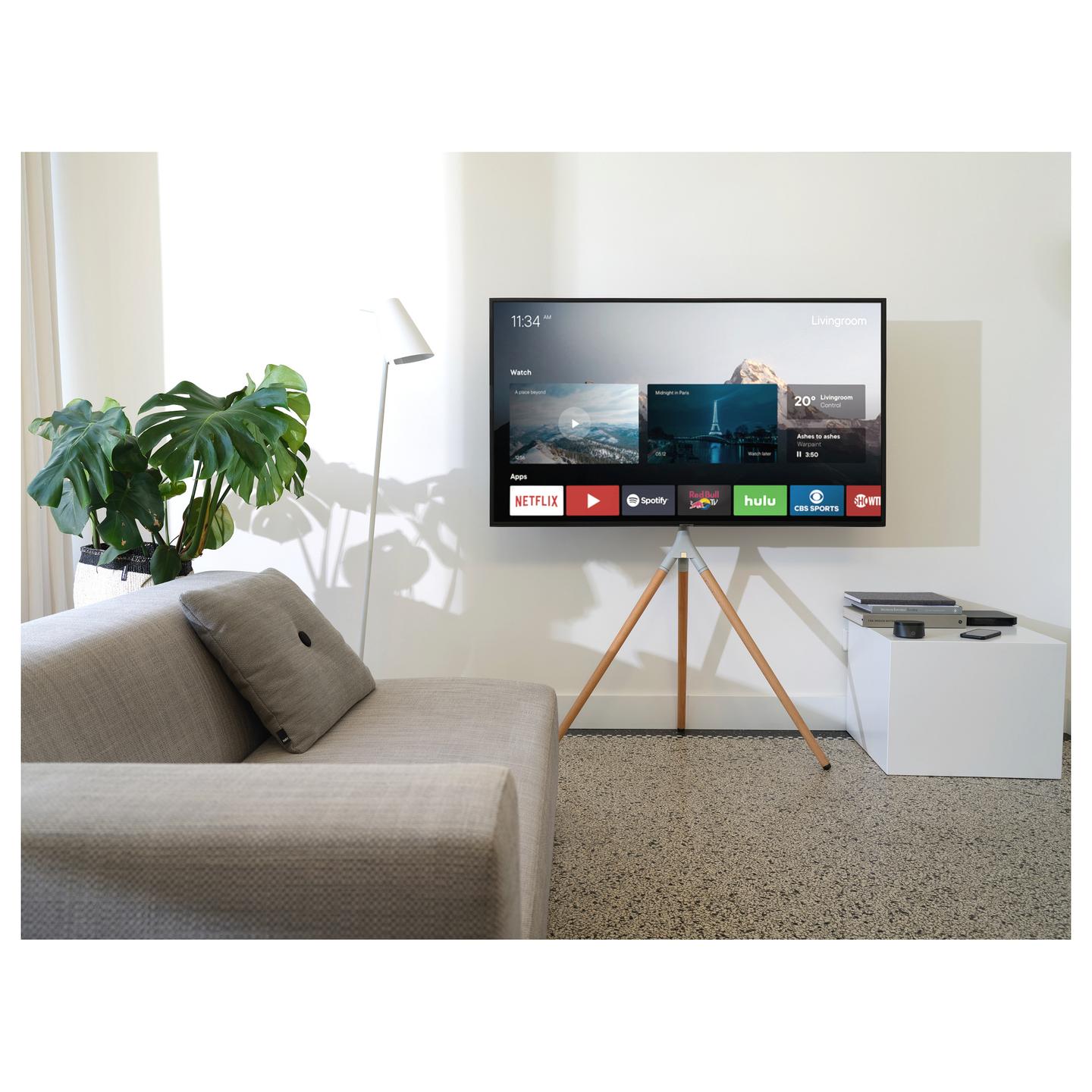 Mbajtëse për TV One For All WM 7472, Tripod, 32"-65", VESA 200 × 100 deri 400 × 400mm, deri 30kg, rrotullim 360° - Dru lisi, Argjend/Hiri - 5