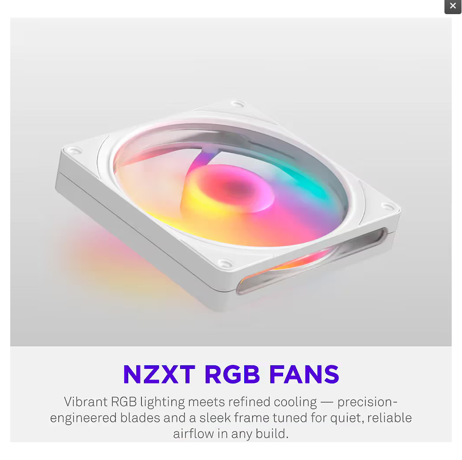 Ftohës për Kasë NZXT F140 / 140mm / 500-1800 RPM / ARGB / PWM – Bardhë - 3