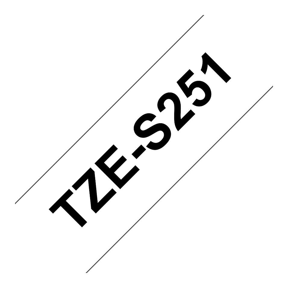 Shirit për Printer Brother TZe-S251 / 24 mm × 8 m - Zezë mbi Bardhë