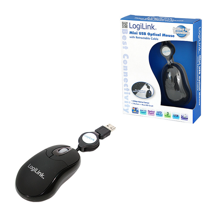Maus me Kabllo LogiLink ID0016 / 800 DPI – Zezë - 3