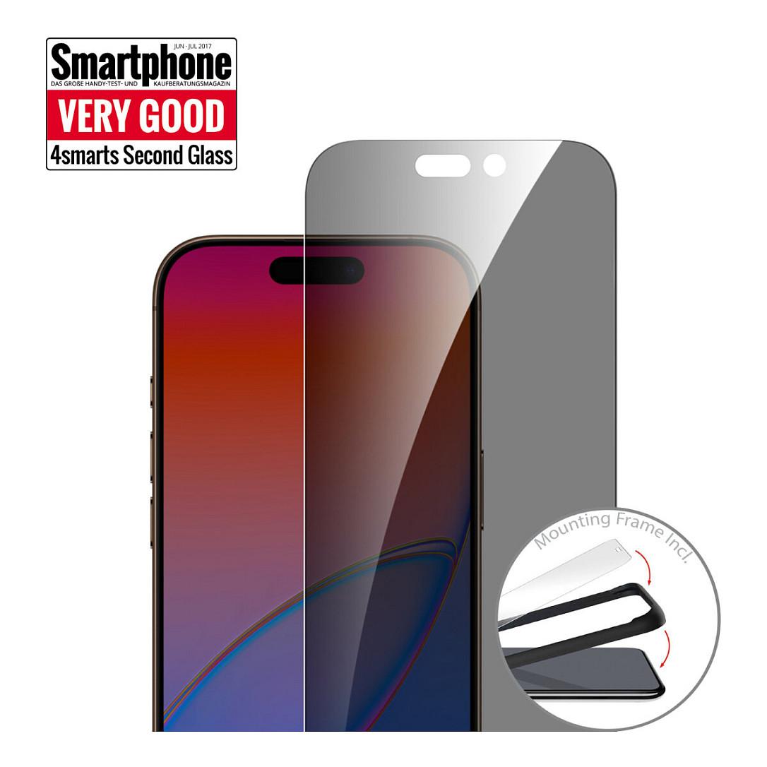 Mbrojtëse Ekrani 4smarts 541572 / iPhone 17 / 2-Way Privacy / Tempered Glass / 9H / Mounting Frame - Transparent - 3